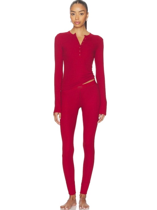 SKIMS Other - Skims Cotton Ribbed Pajama 2-Piece Set In Brick